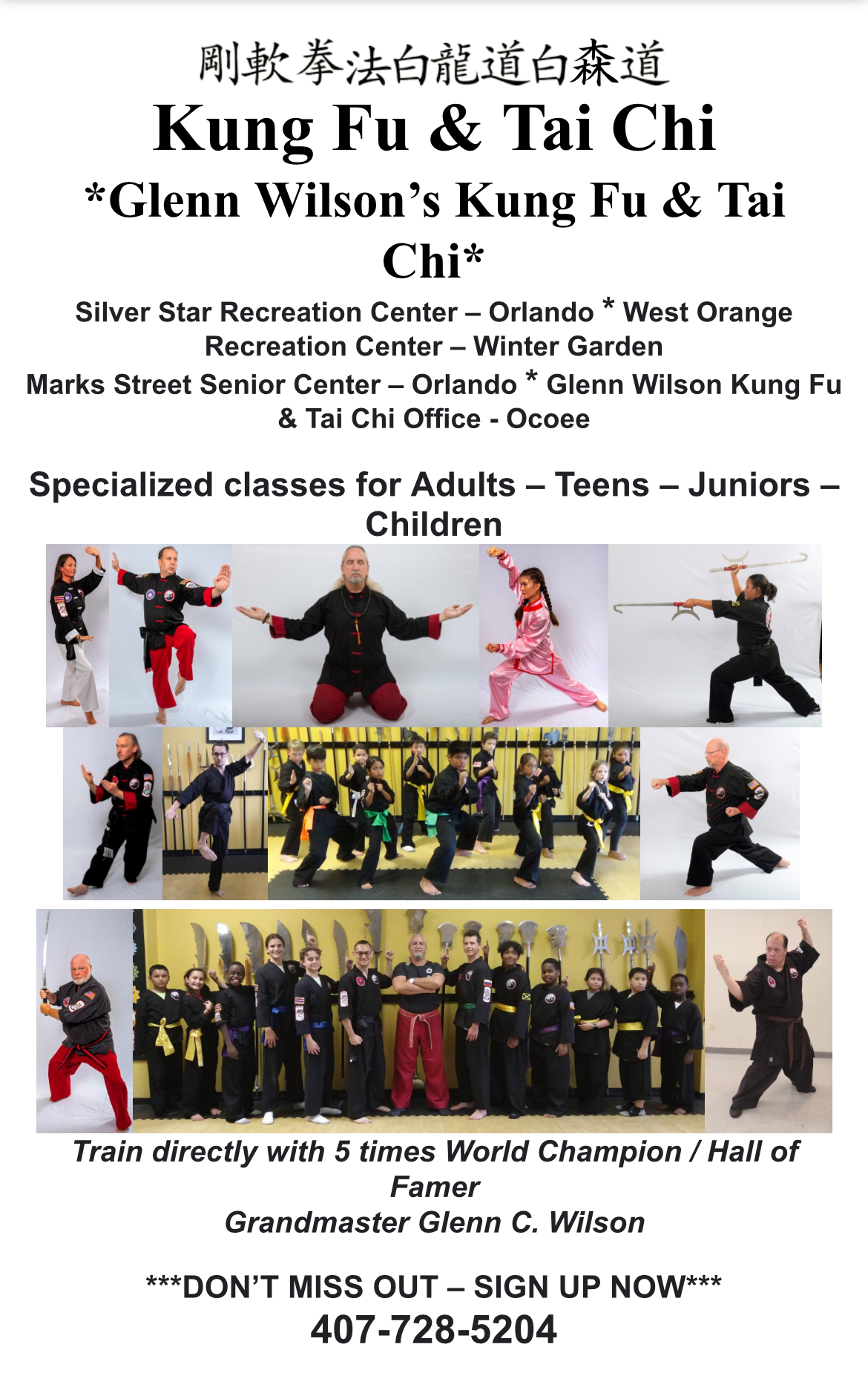 Orlando Kung Fu and Tai Chi Locations